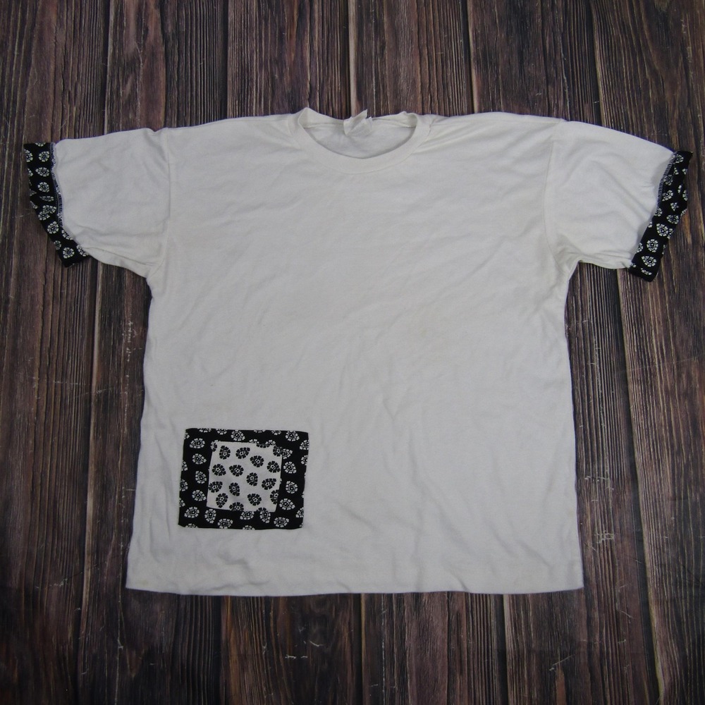 Vintage Cricket Lane Shirt Mens Medium White Black Bandana Pocket USA 80s Unique